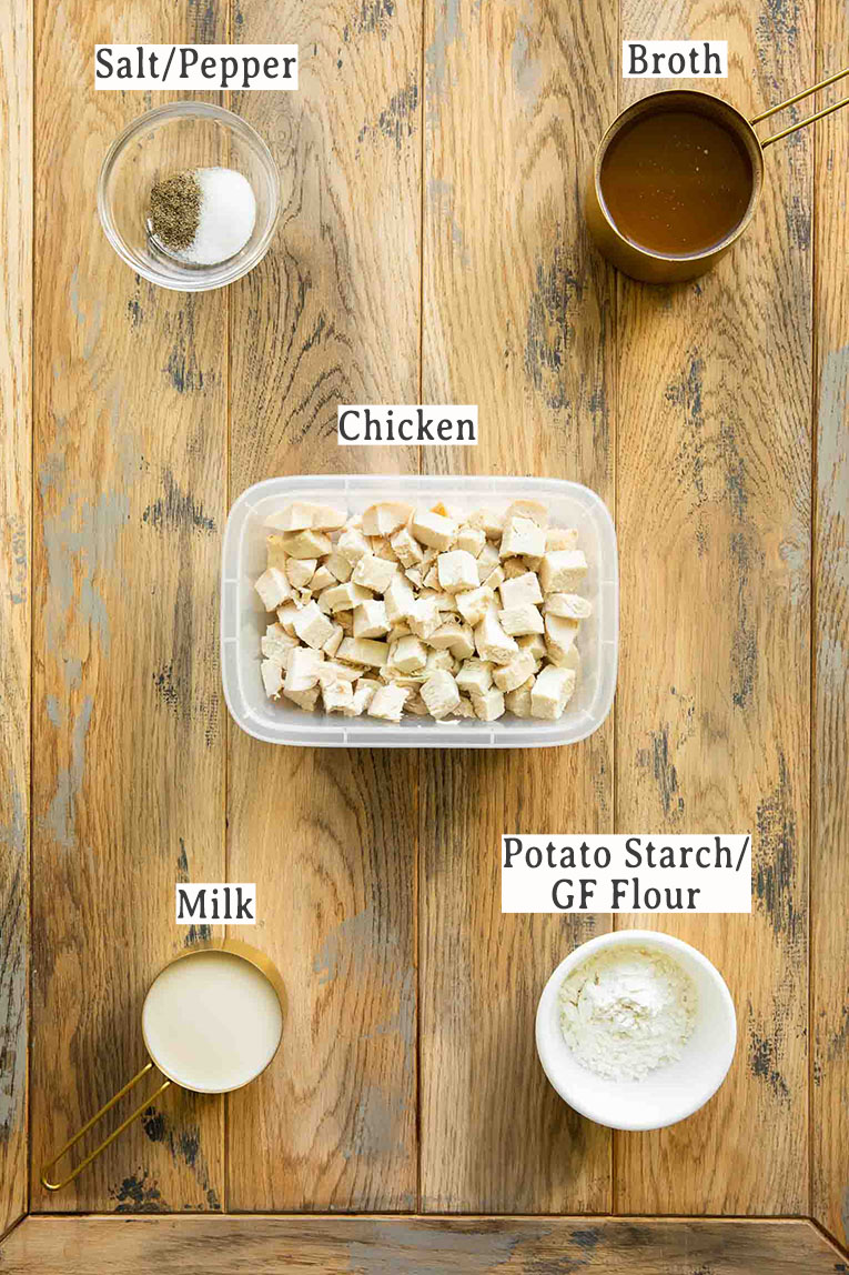 Chicken pot pie filling ingredients.