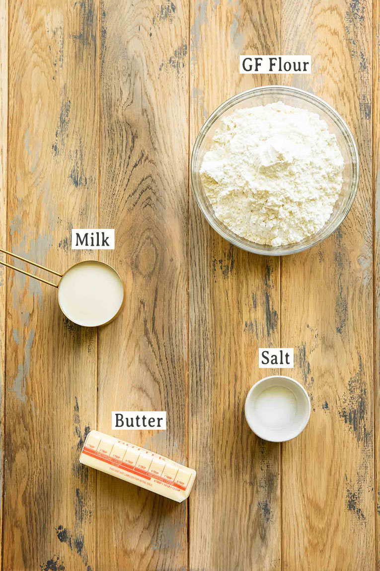 Ingredients for gluten-free chicken pot pie crust.