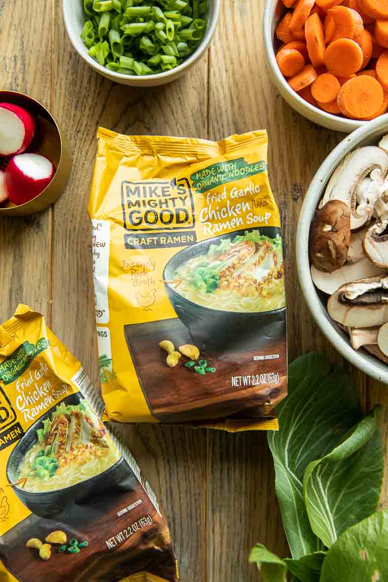 Mike's Might Good ramen with veggies.