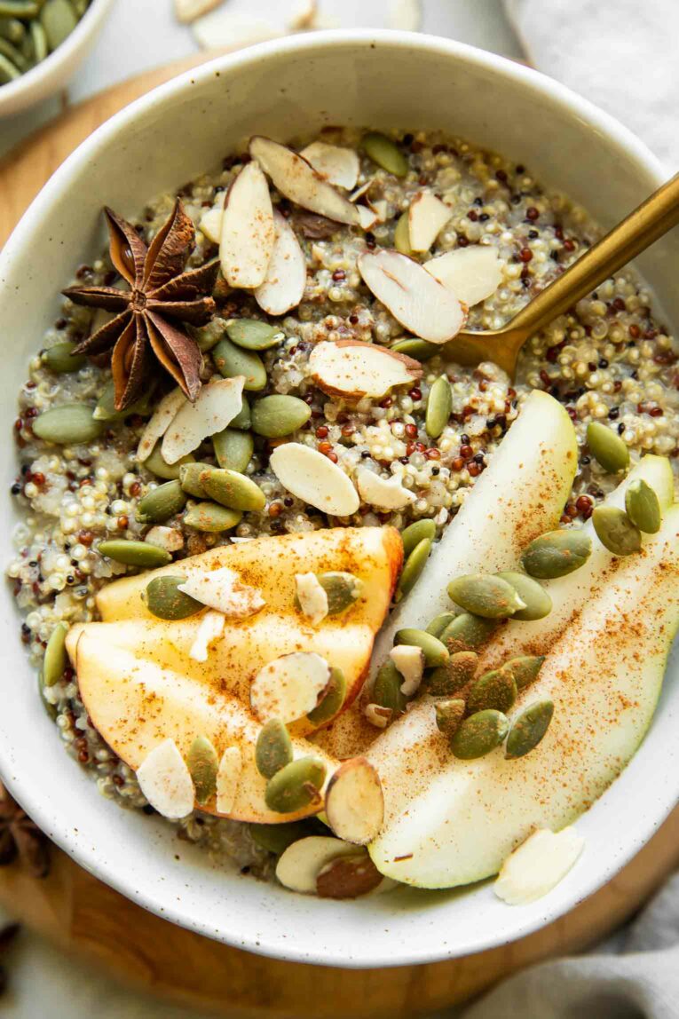 Top photo of Fall Breakfast Quinoa Bowl.