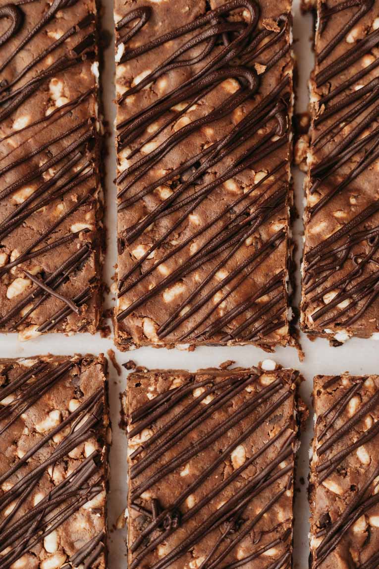 Mint chocolate protein bars cut into slices.