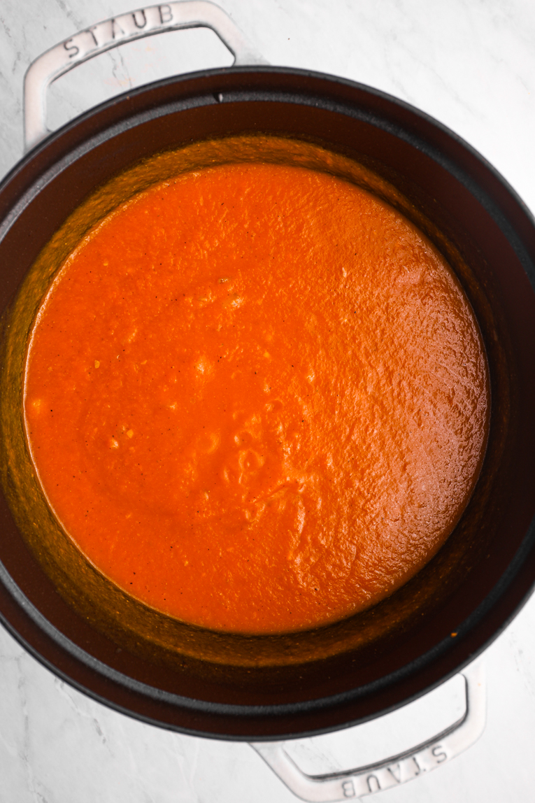Pumpkin puree with onions and garlic.