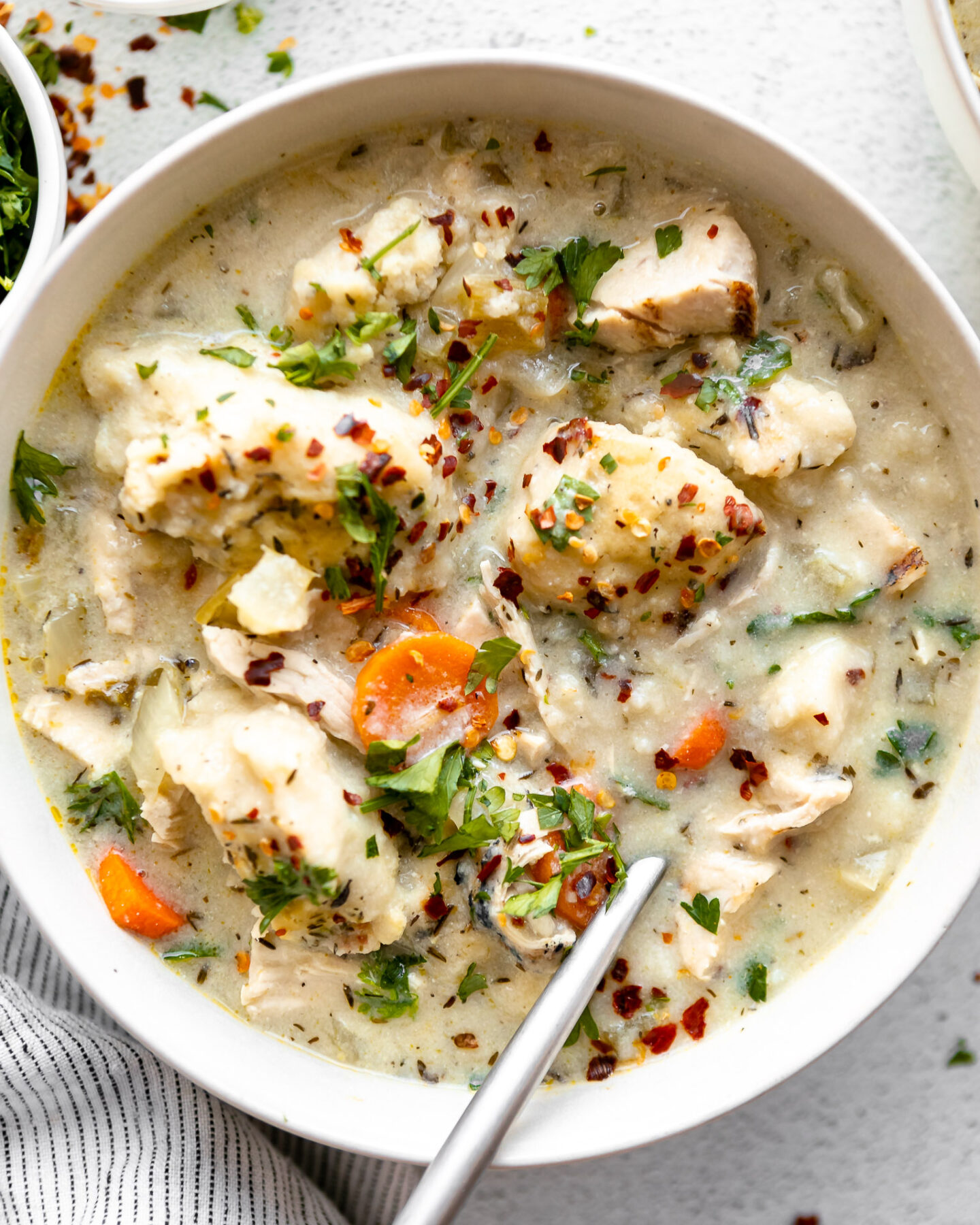 Top photo of Gluten-Free Chicken & Dumplings.