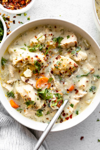 Top photo of Gluten-Free Chicken & Dumplings.