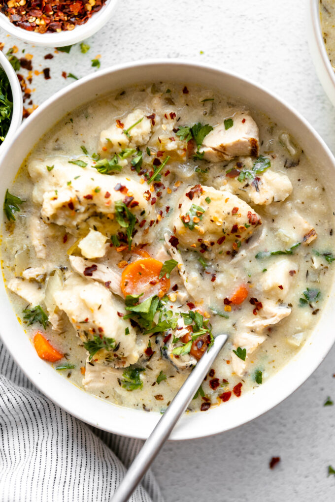 Top photo of Gluten-Free Chicken & Dumplings.