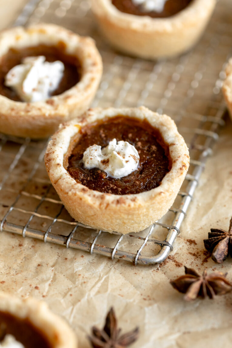 Close up of mini pumpkin pies recipe.
