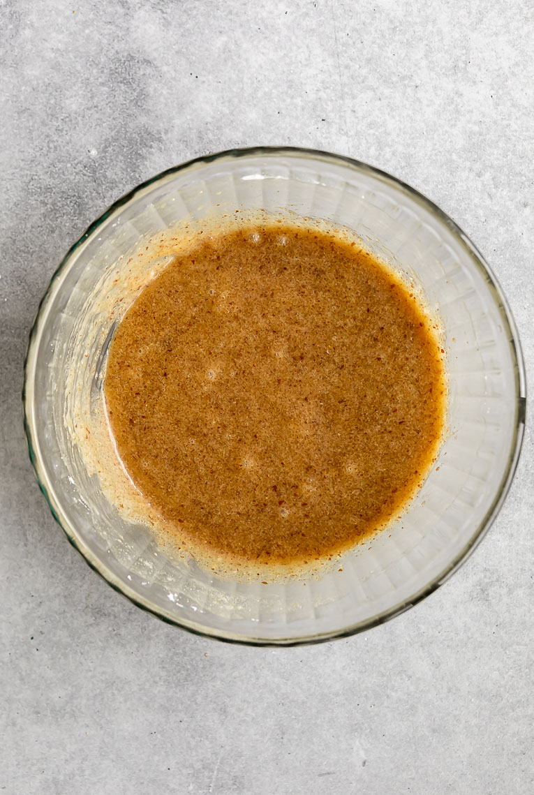 Brown sugar pie filling mixture in a bowl.