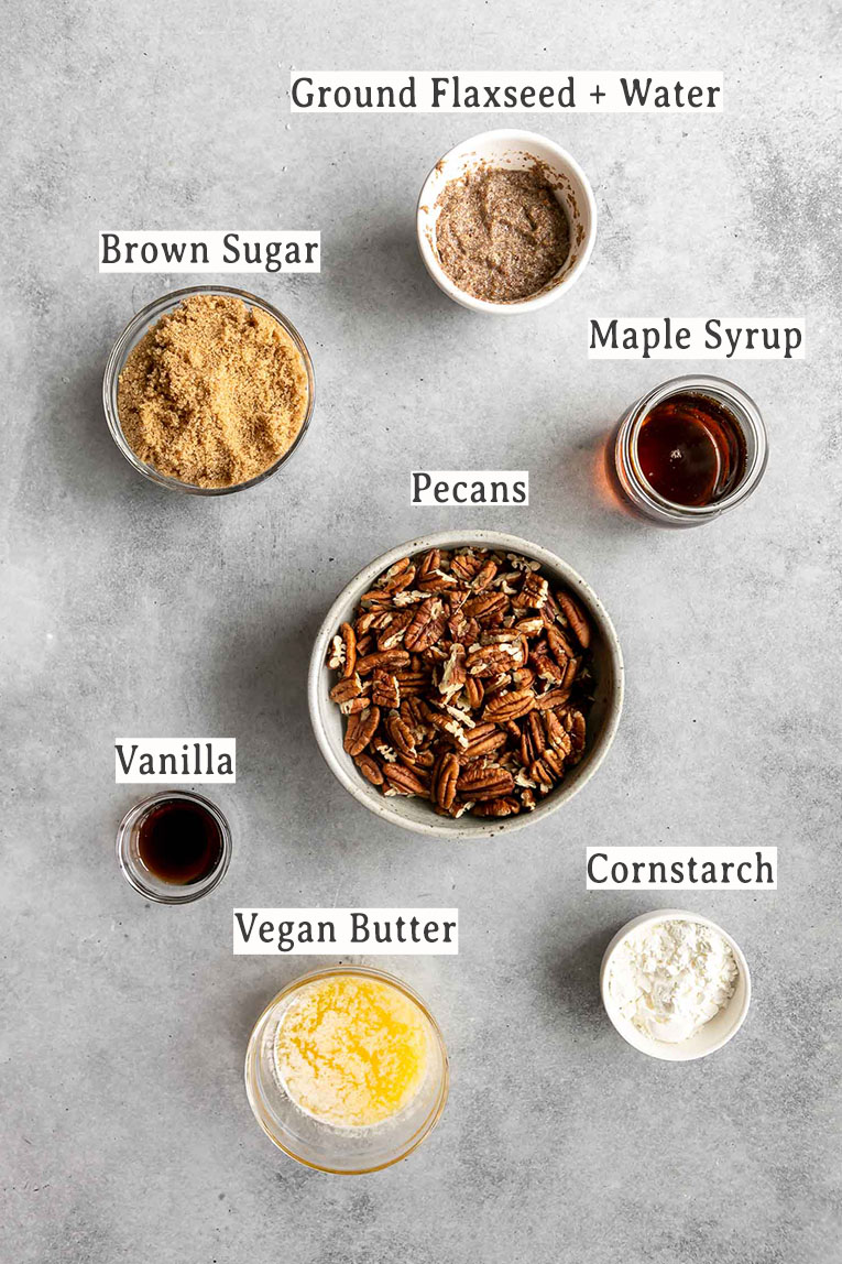 Ingredients for Vegan Pecan Pie recipe.