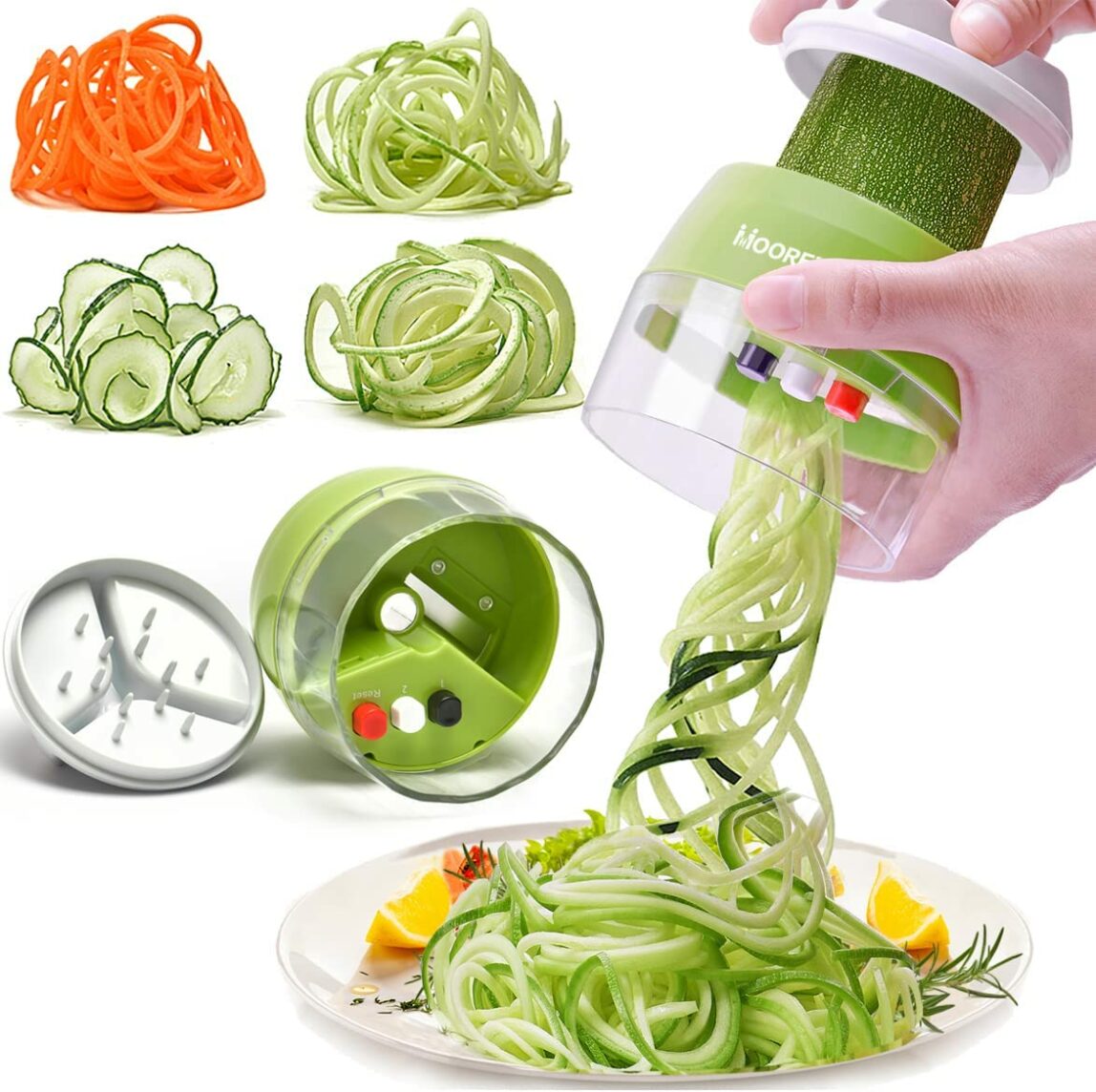 Vegetable spiralizer with zucchini