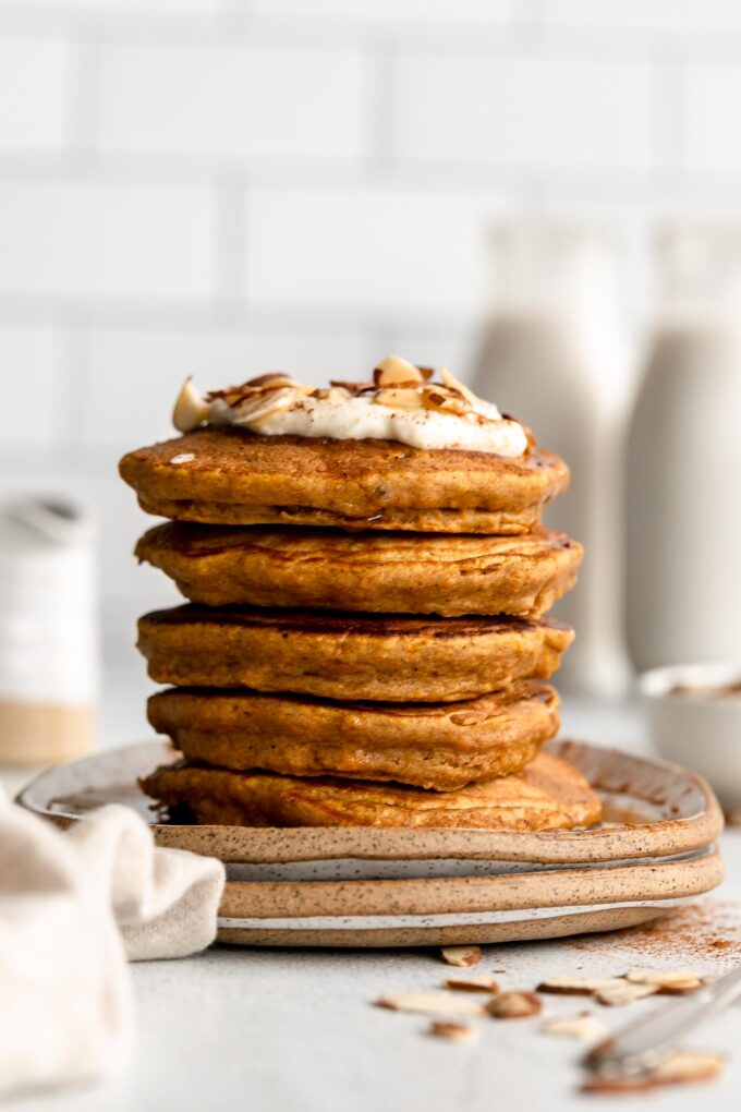 Butternut squash pancakes on a plate.