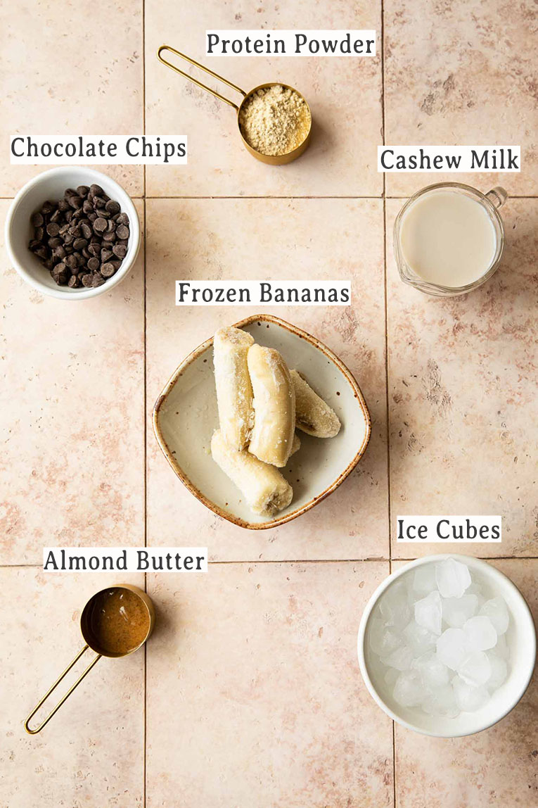 Ingredients for Chunky Monkey Smoothie.