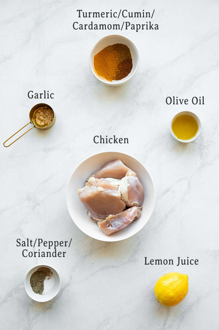 Ingredients for Chicken Shawarma.