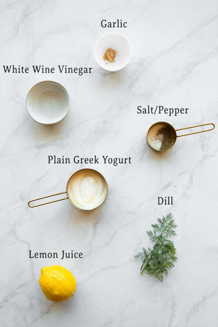 Ingredients for tzatziki sauce.