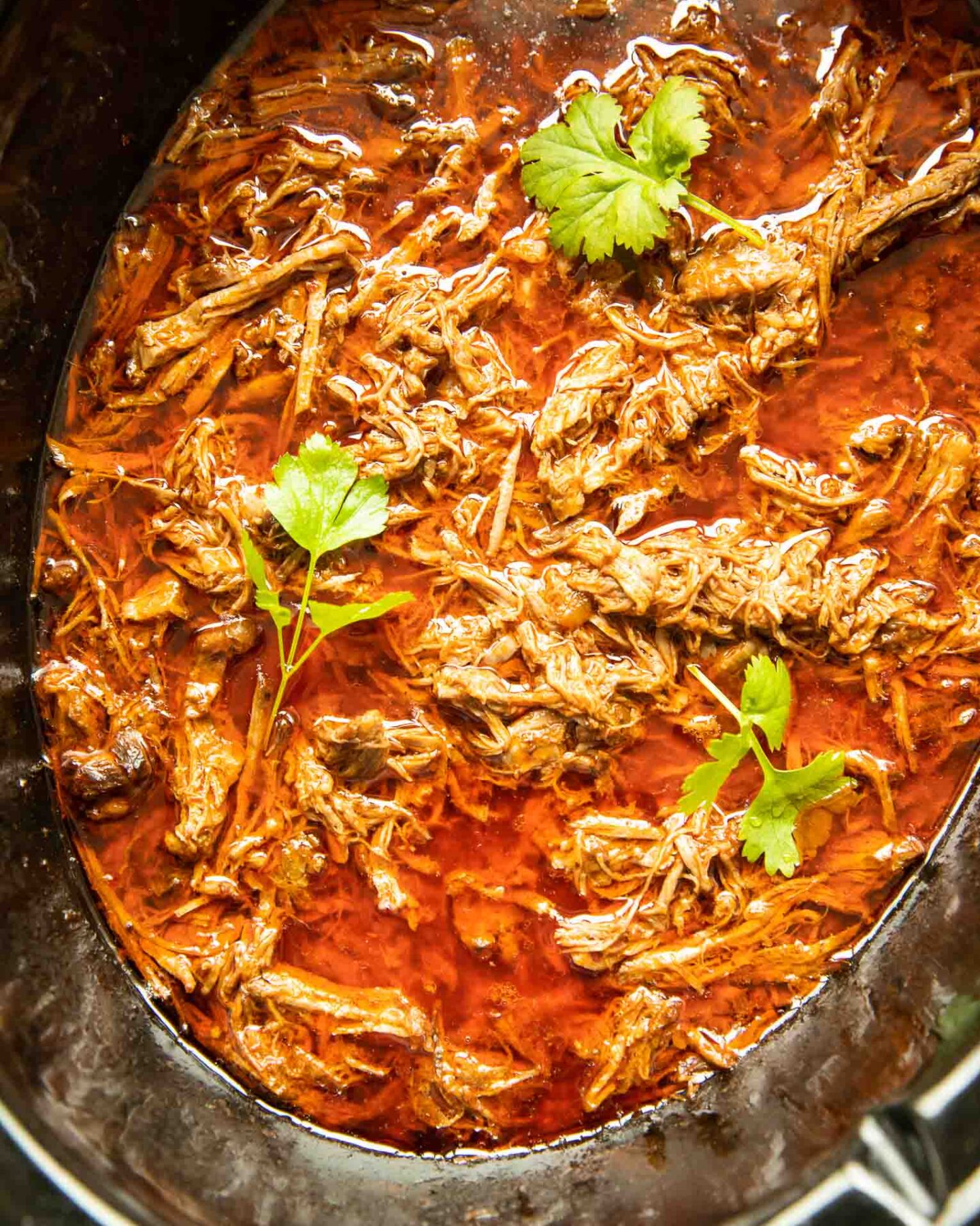 Slow Cooker Birria shredded meat.