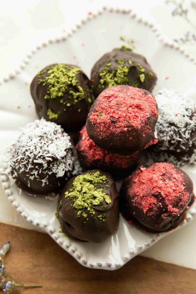 Angled photo of Superfood Chocolate Bites.
