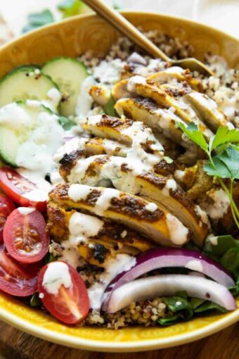 Angled photo of Chicken Shawarma Grain Bowl.