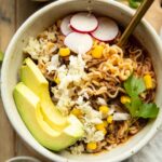 Birria ramen bowls recipe with toppings.