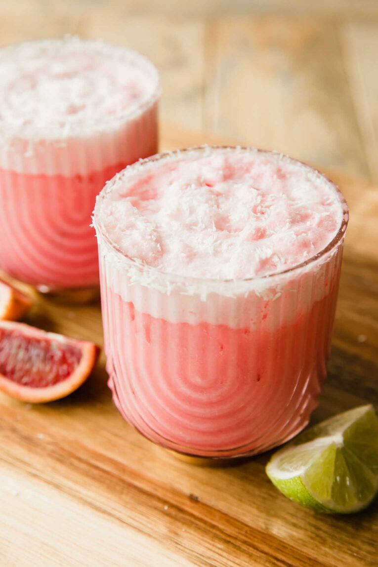 Coconut lime Creamy Blood Orange Mocktail angled photo