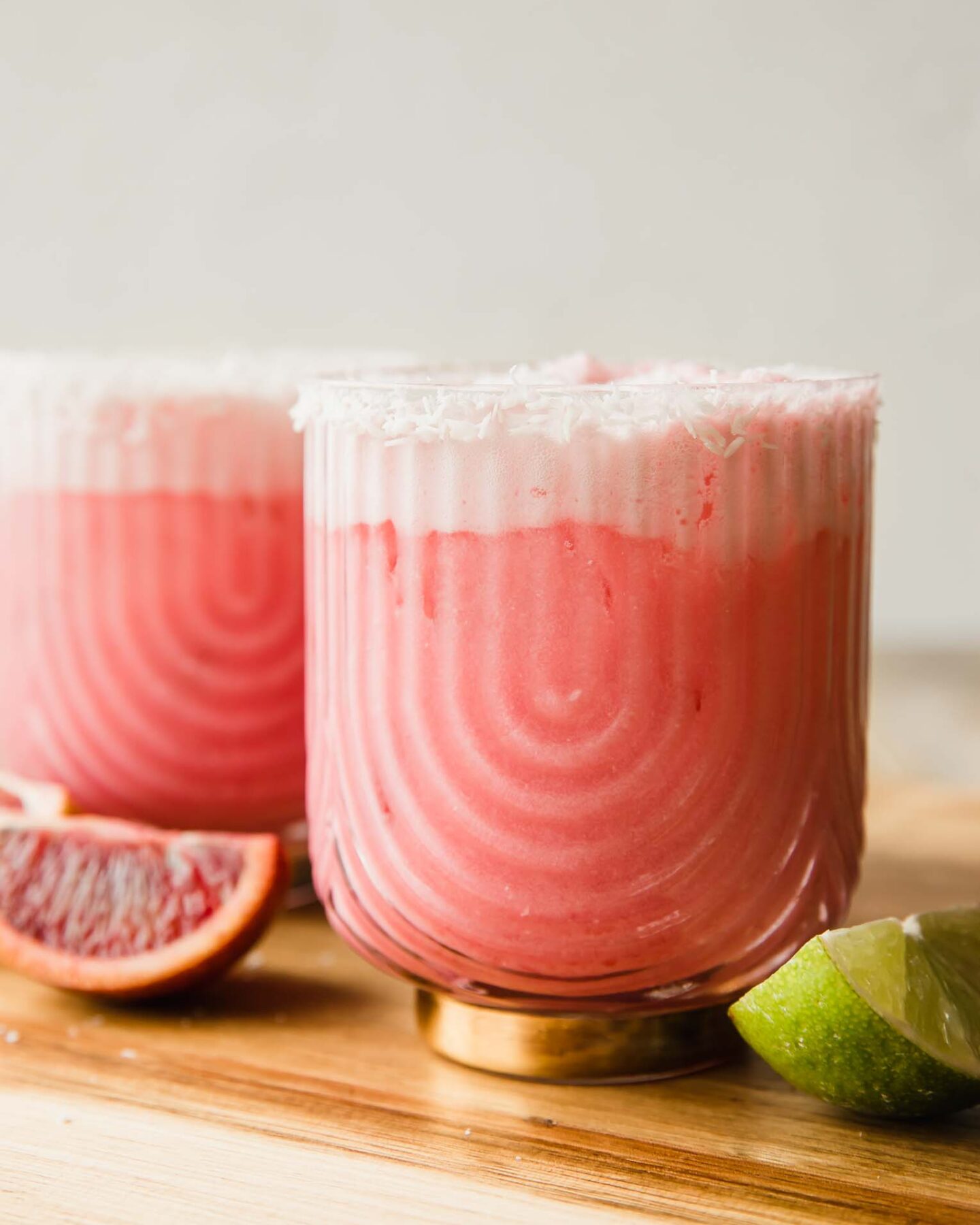Close up of Creamy Blood Orange Mocktail recipe.