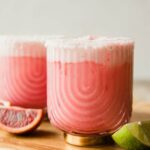 Close up of Creamy Blood Orange Mocktail recipe.