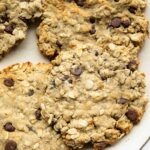 Giant air fryer cookies with protein on a plate.