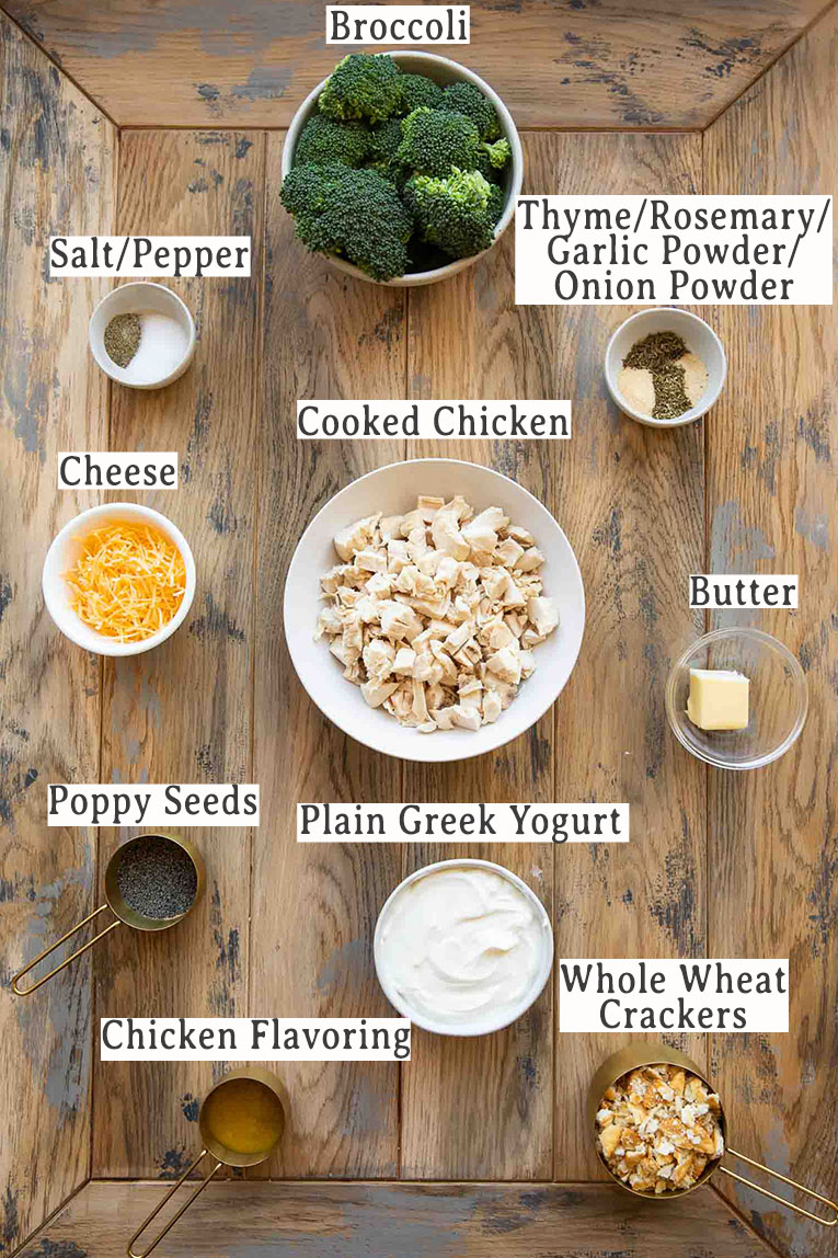 Chicken poppy seed casserole recipe ingredients list.