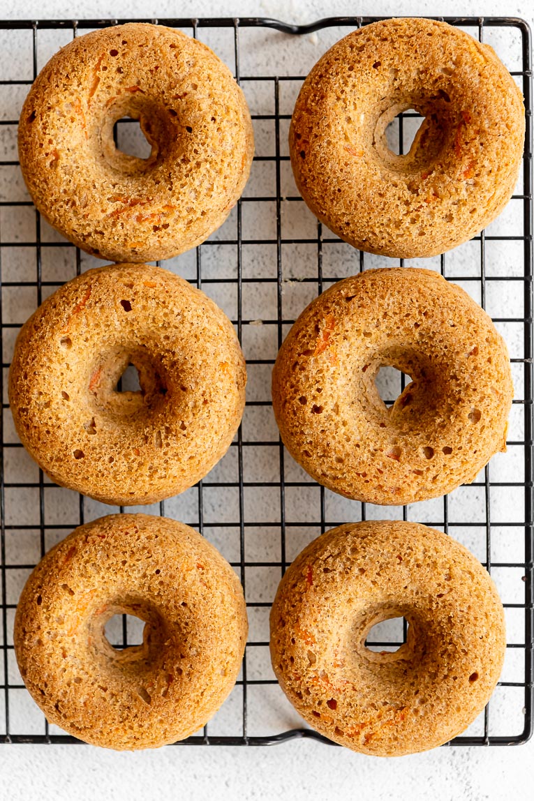 Healthy baked Vegan Carrot Cake Donuts.