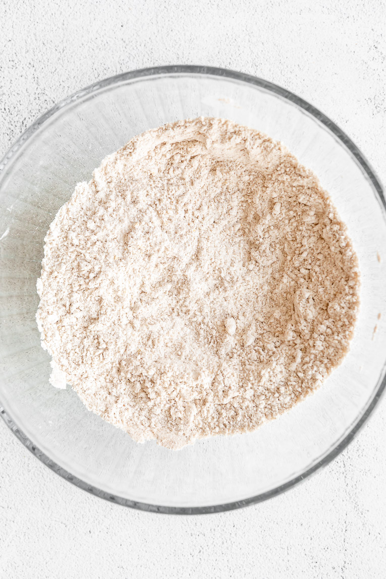 Dry ingredients in Vegan Carrot Cake Donuts recipe.
