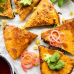 Close up top shot of Birria Quesadillas