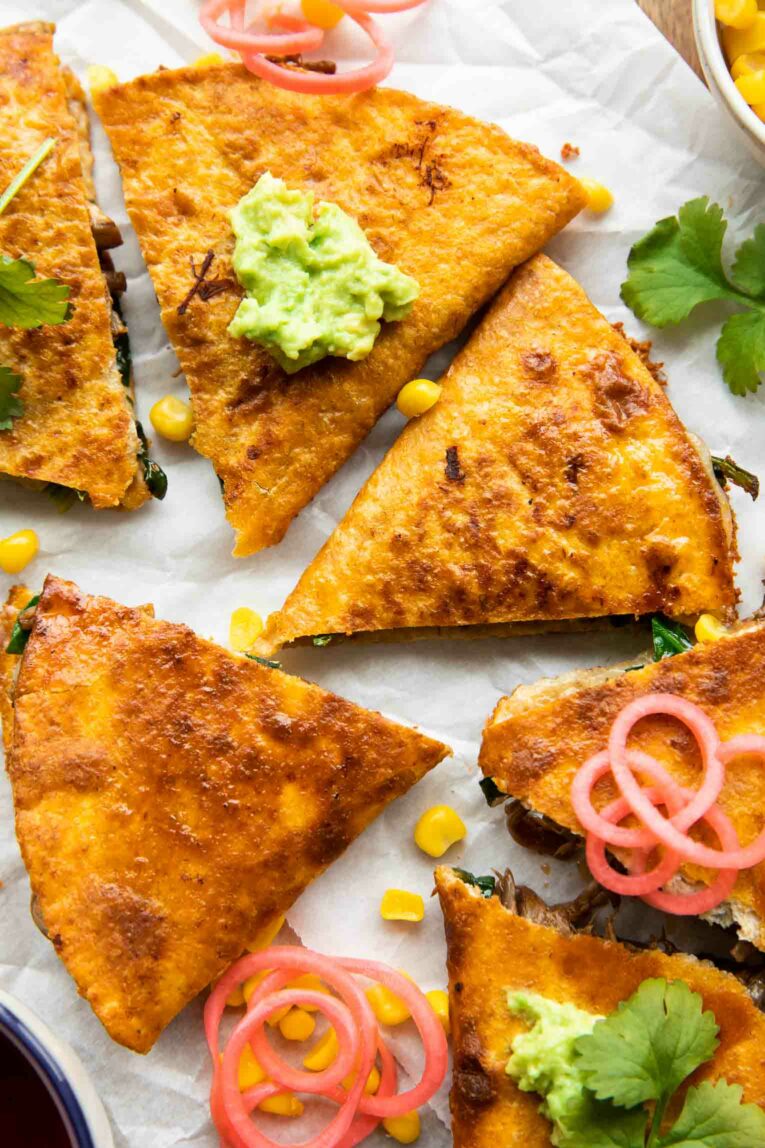 Close up of Birria Quesadillas recipe.