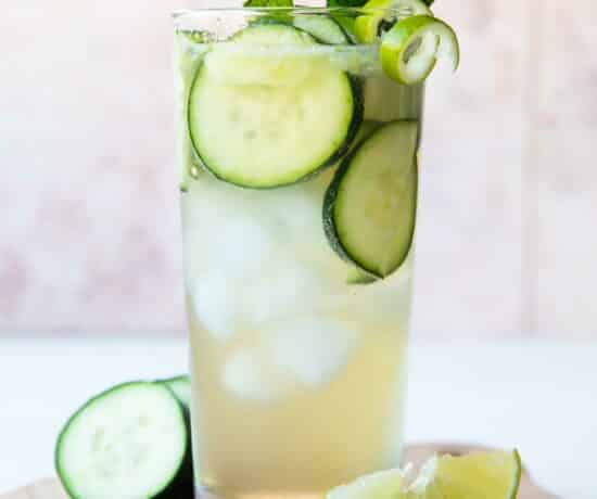 Cucumber Lime Spritzer (Non-Alcoholic) in a tall glass.