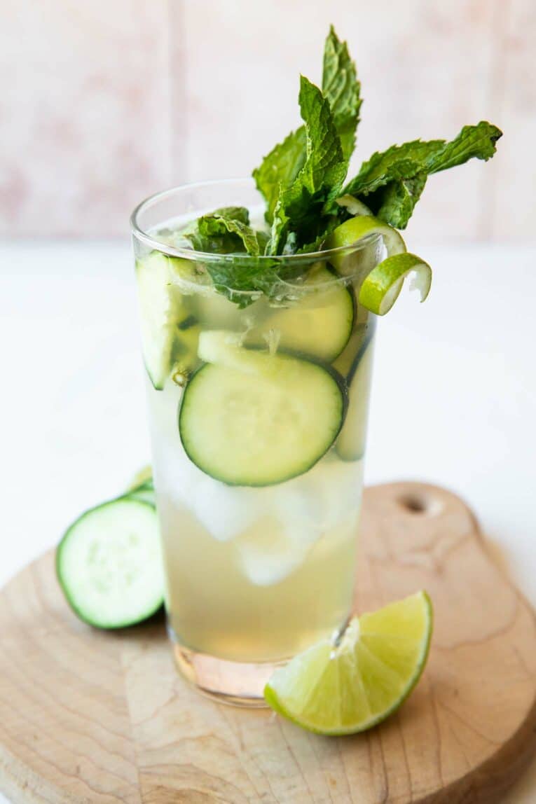 Angled photo of Cucumber Lime Spritzer (Non-Alcoholic).