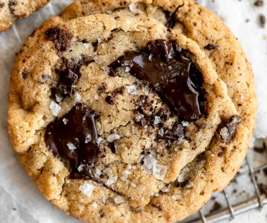 Top shot photo of Tahini Chocolate Chip Cookies recipe.