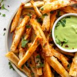 Top shot of Crispy Yuca Fries Recipe.