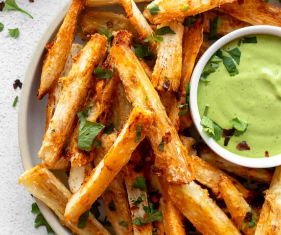 Top shot of Crispy Yuca Fries Recipe.