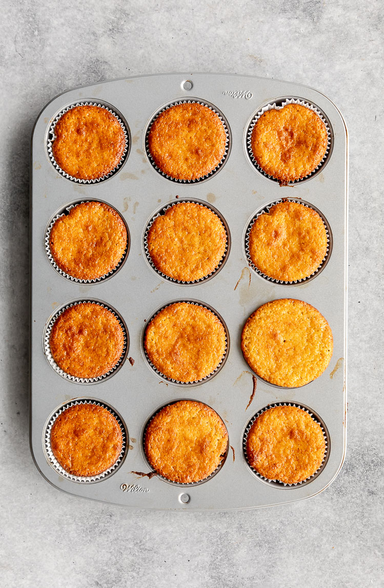 Freshly baked almond flour cupcakes.