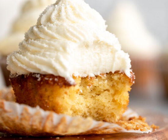 Almond flour cupcakes recipe with frosting.