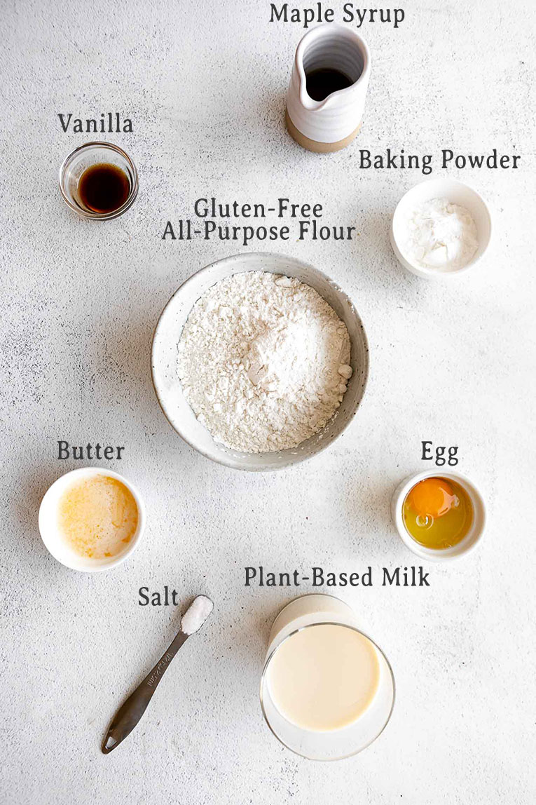Ingredients for Gluten-Free Waffles recipe.