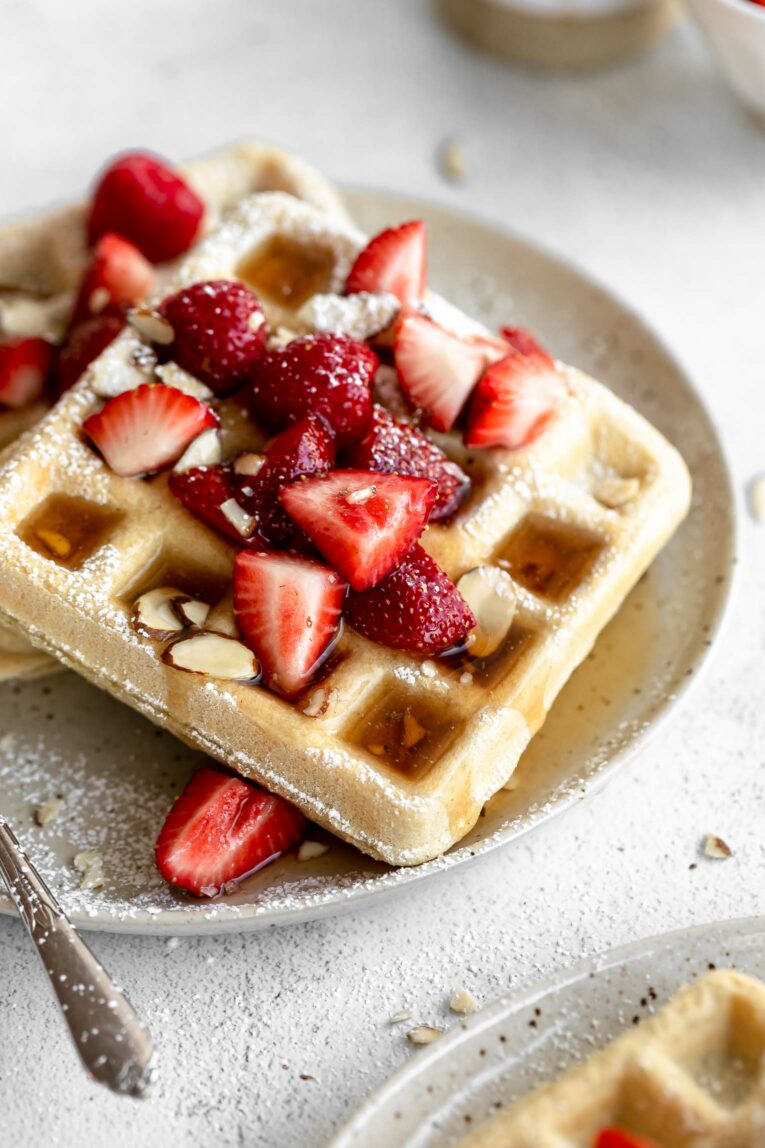 Close up of Gluten-Free Waffles Recipe.