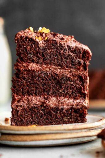 3 layered Gluten-Free Chocolate Cake w/ Tahini-Chocolate Icing recipe.