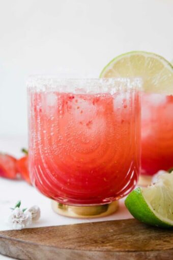 Close up of Strawberry Lime Mocktail Margarita.