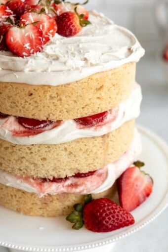 Angled photo of Vegan Strawberry Shortcake.