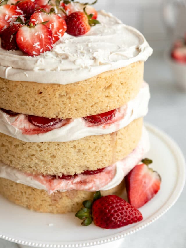 Angled photo of Vegan Strawberry Shortcake.