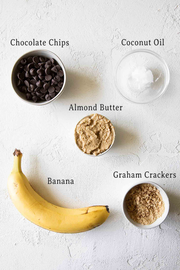 Healthy S'more Banana Bites ingredients.
