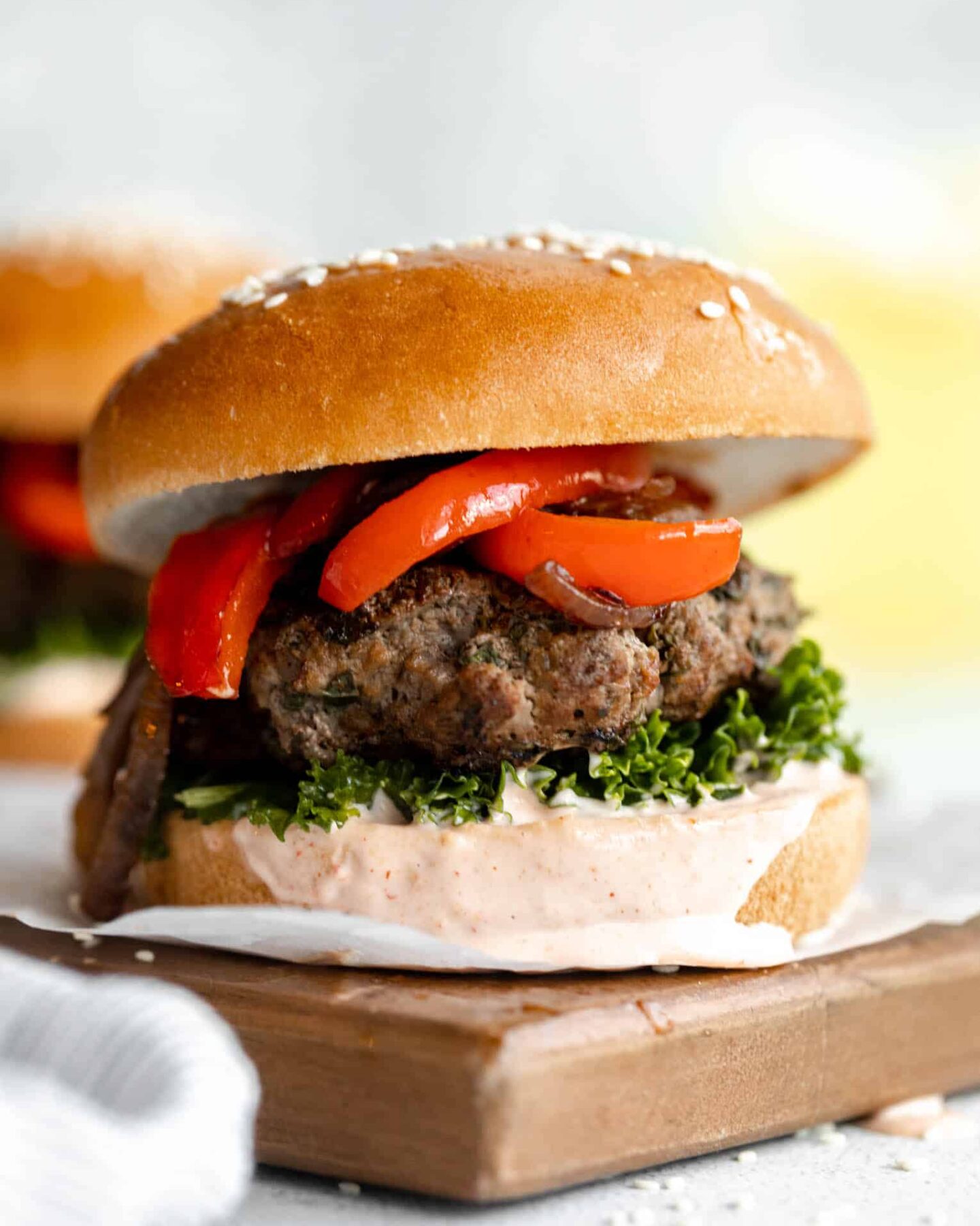 Healthy kale beef burgers recipe.