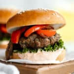 Healthy kale beef burgers recipe.