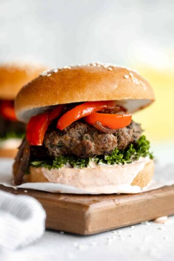 Healthy kale beef burgers recipe.