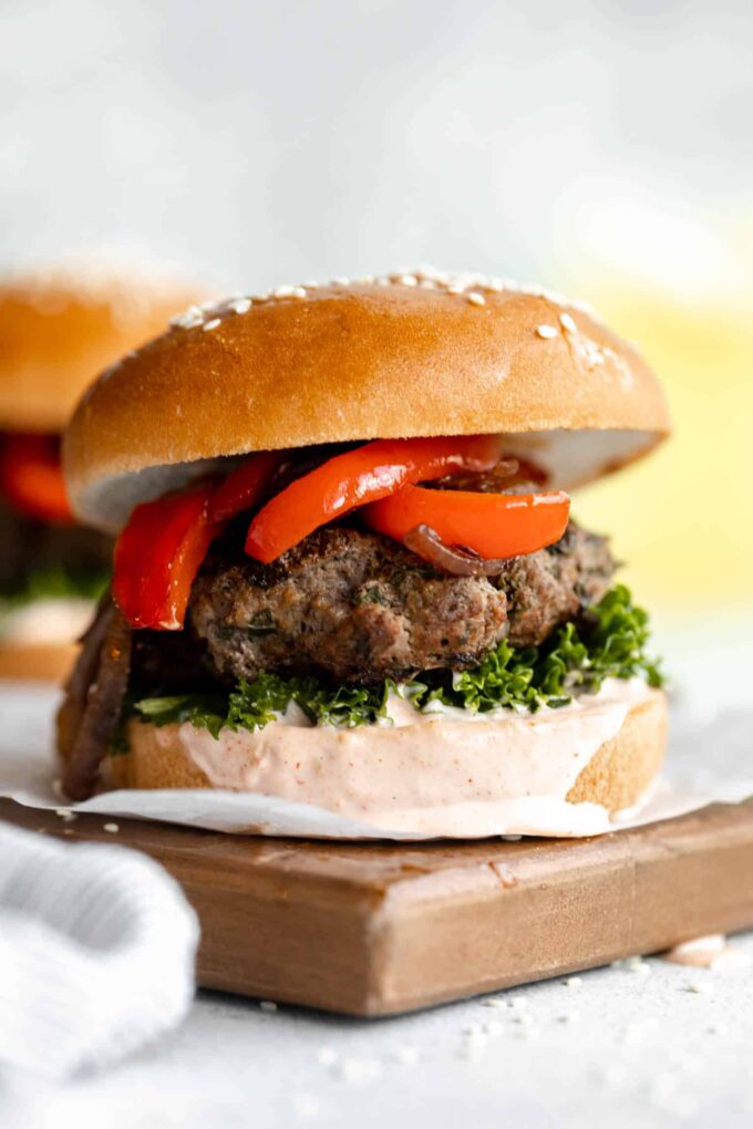 Healthy kale beef burgers recipe.