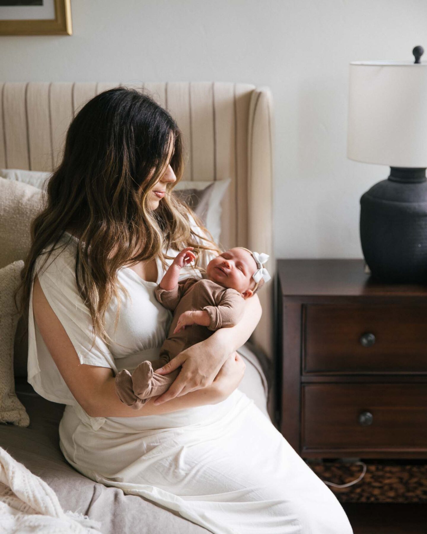 Newborn baby with mom.