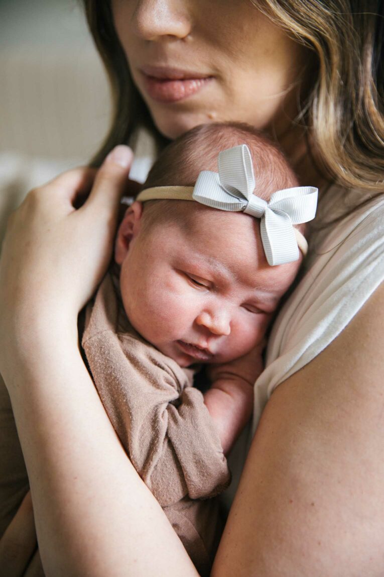 Baby girl with mom.